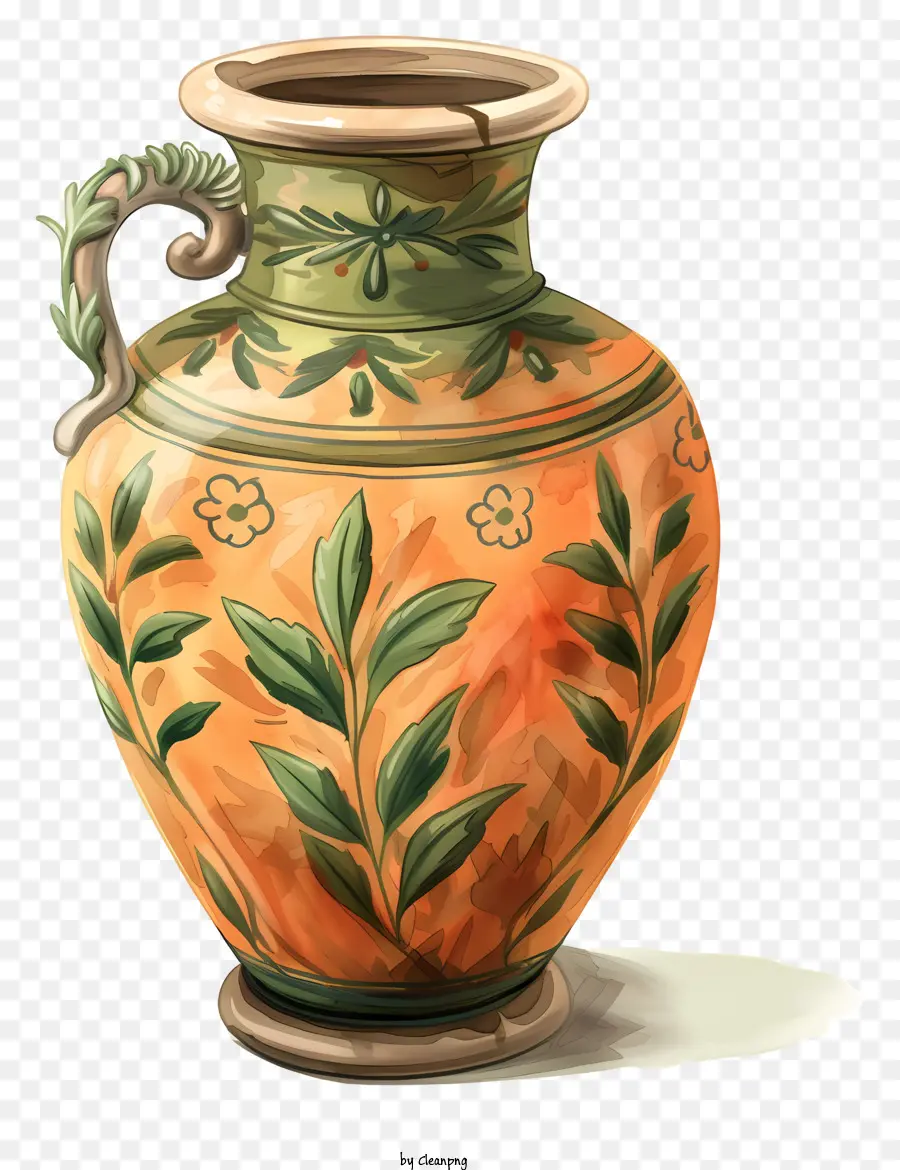 Vaso Romano，Vaso Laranja E Verde PNG