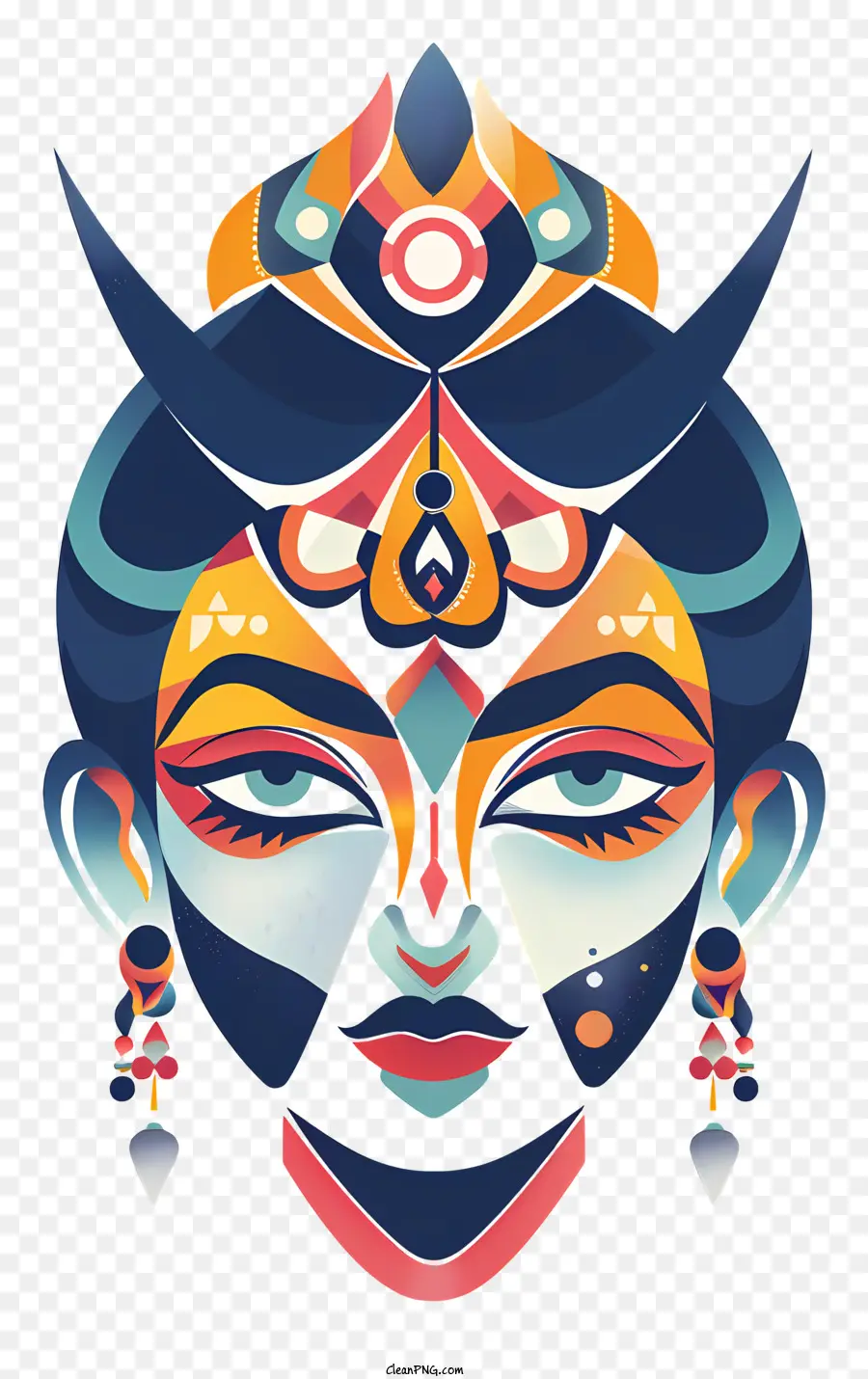 Deusa Hindu，Rosto Colorido PNG