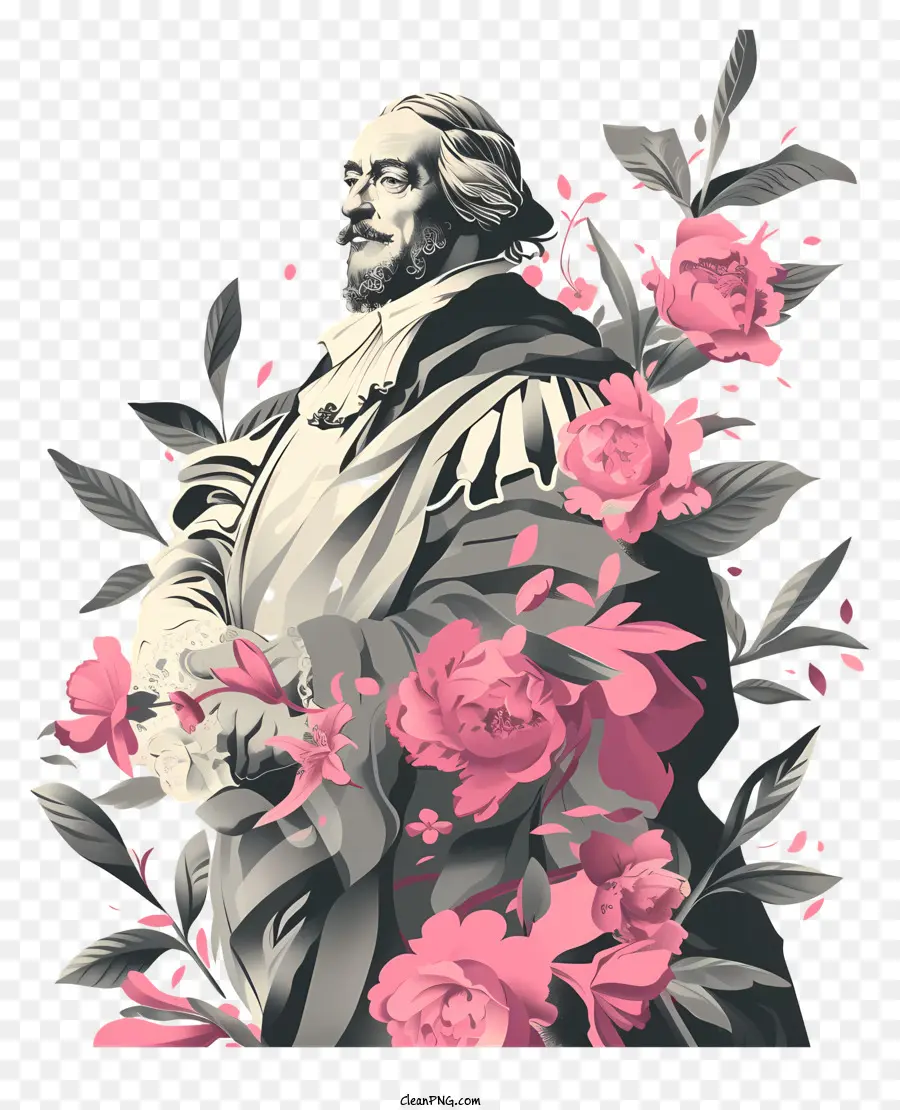 Shakespeare，Homem Segurando Flores PNG