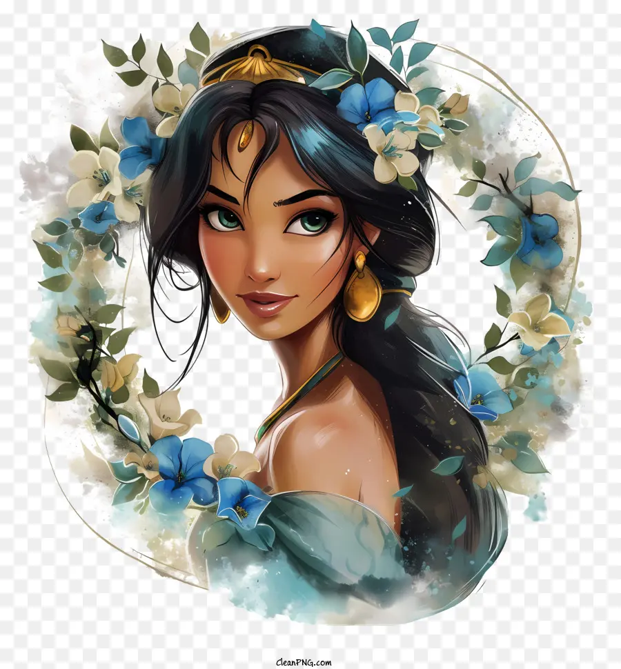 Princesa Da Disney，Linda Mulher Com Flores PNG