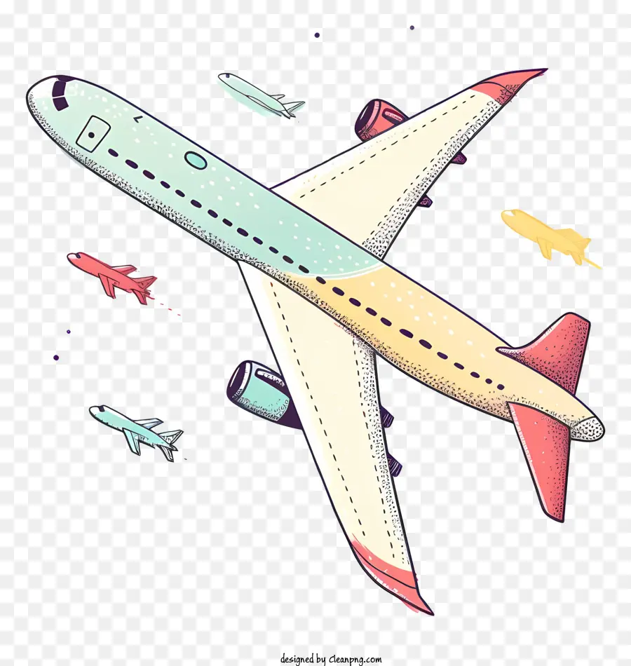 Cartoon Avião，Plano Colorido PNG