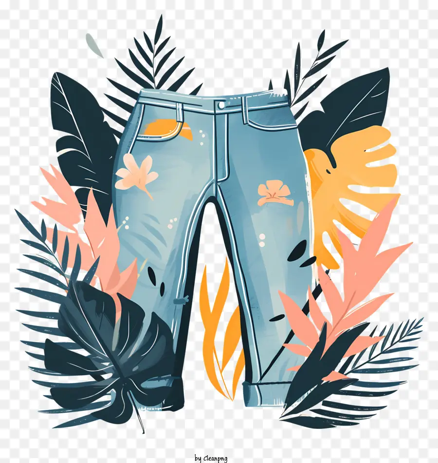 Calças De Brim，Jeans Com Design PNG