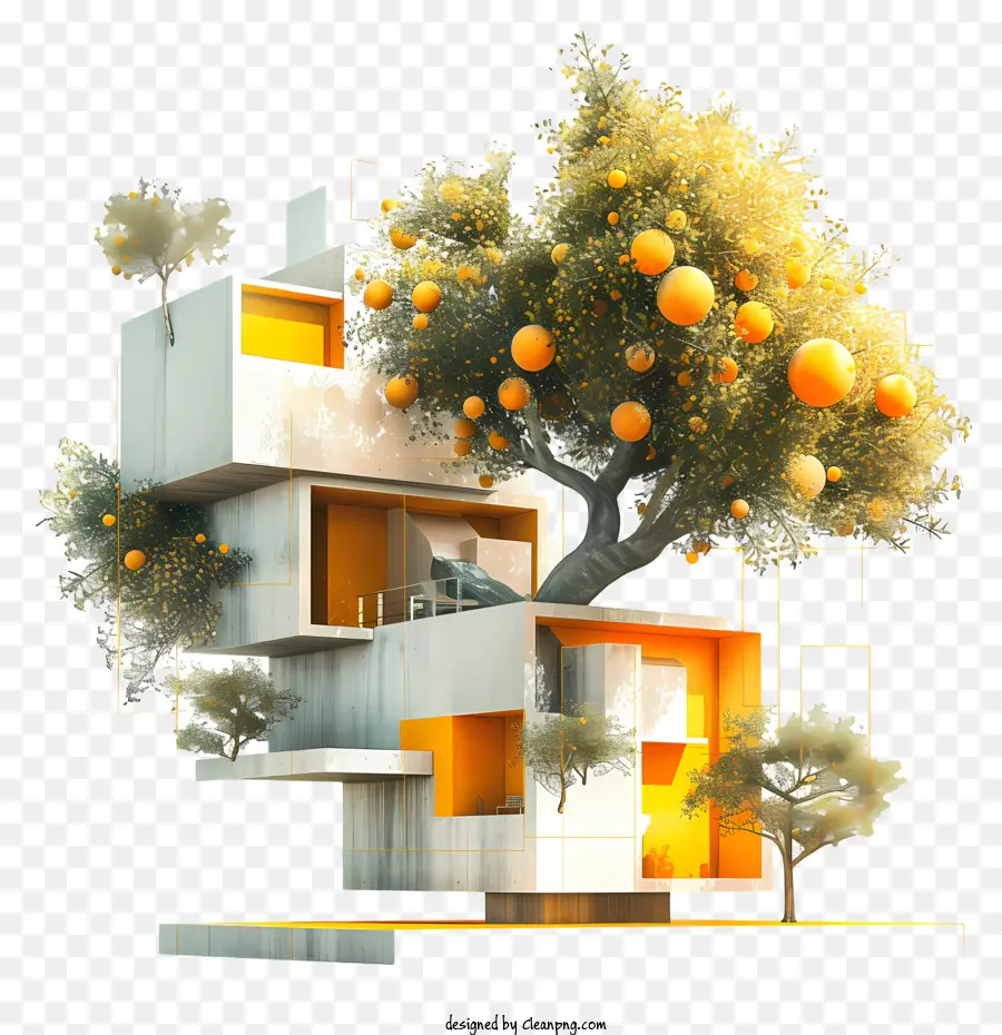 árvore De Arquitetura，Trestory House PNG