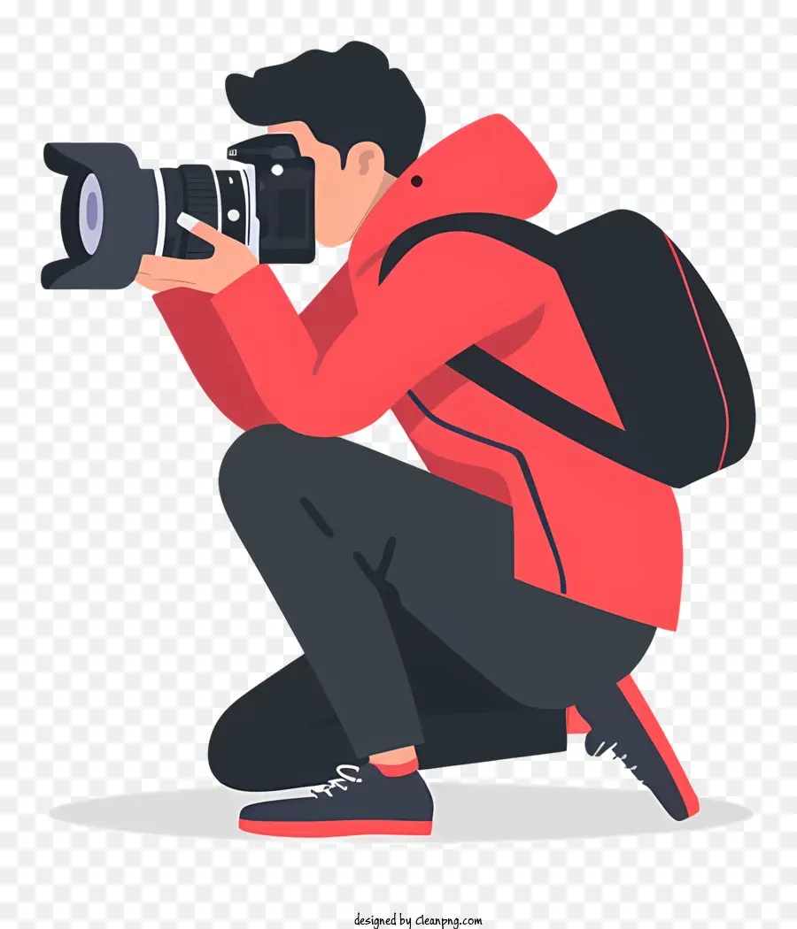 Fotógrafo Tirando Foto，Homem De Jaqueta Vermelha PNG