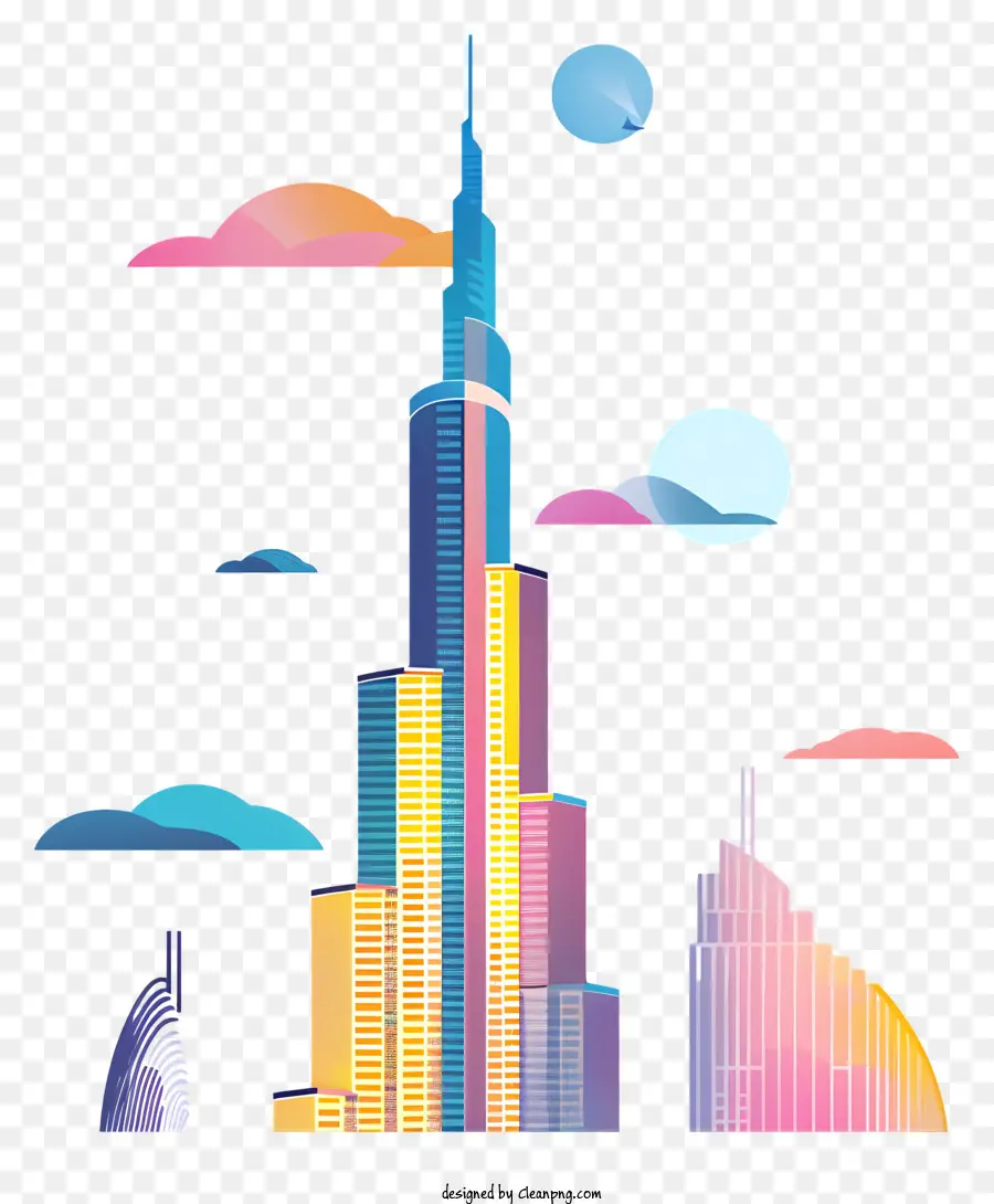 Burj Khalifa，Arranha Céu Colorido PNG