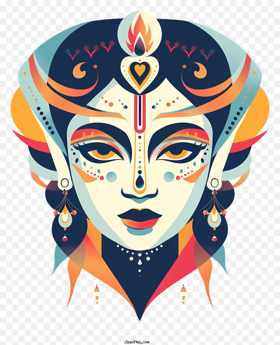 Deusa Hindu，Penteado Colorido PNG