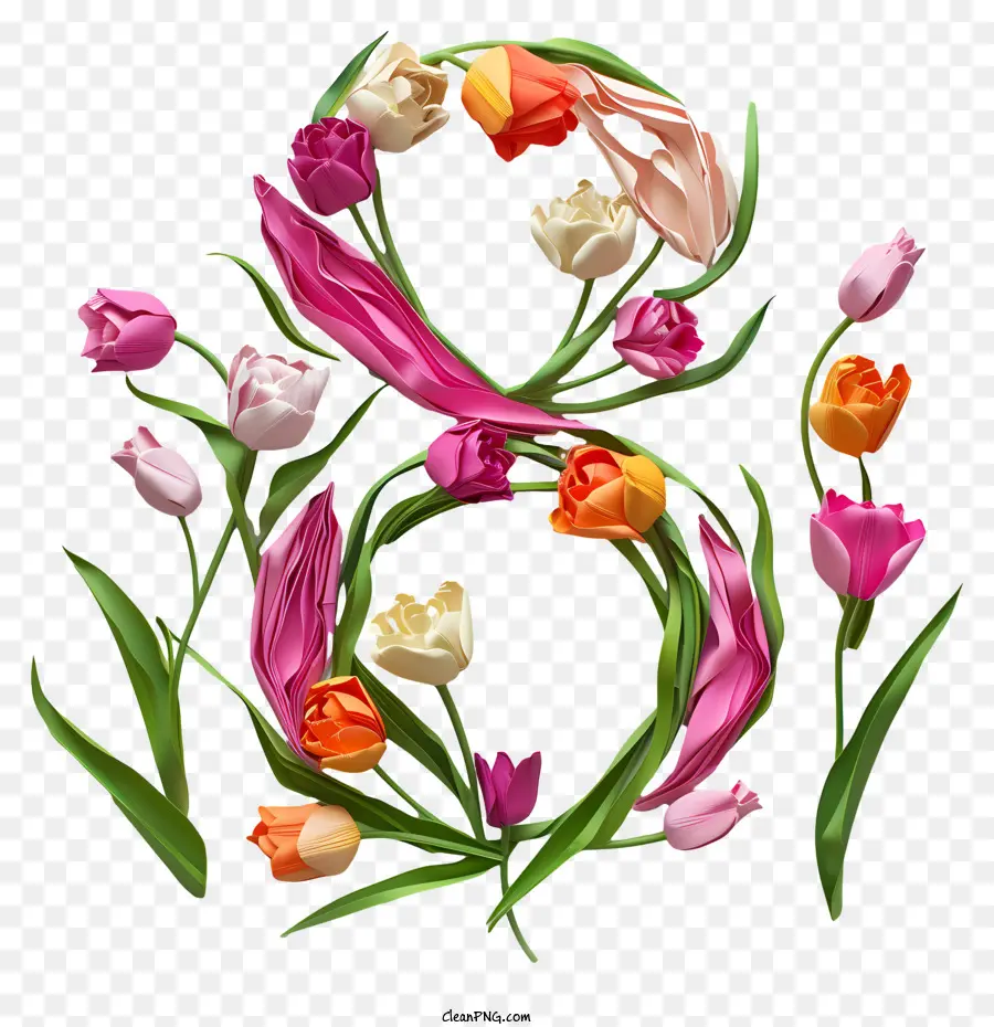 Número Floral Oito，Grinalsa De Tulipe PNG