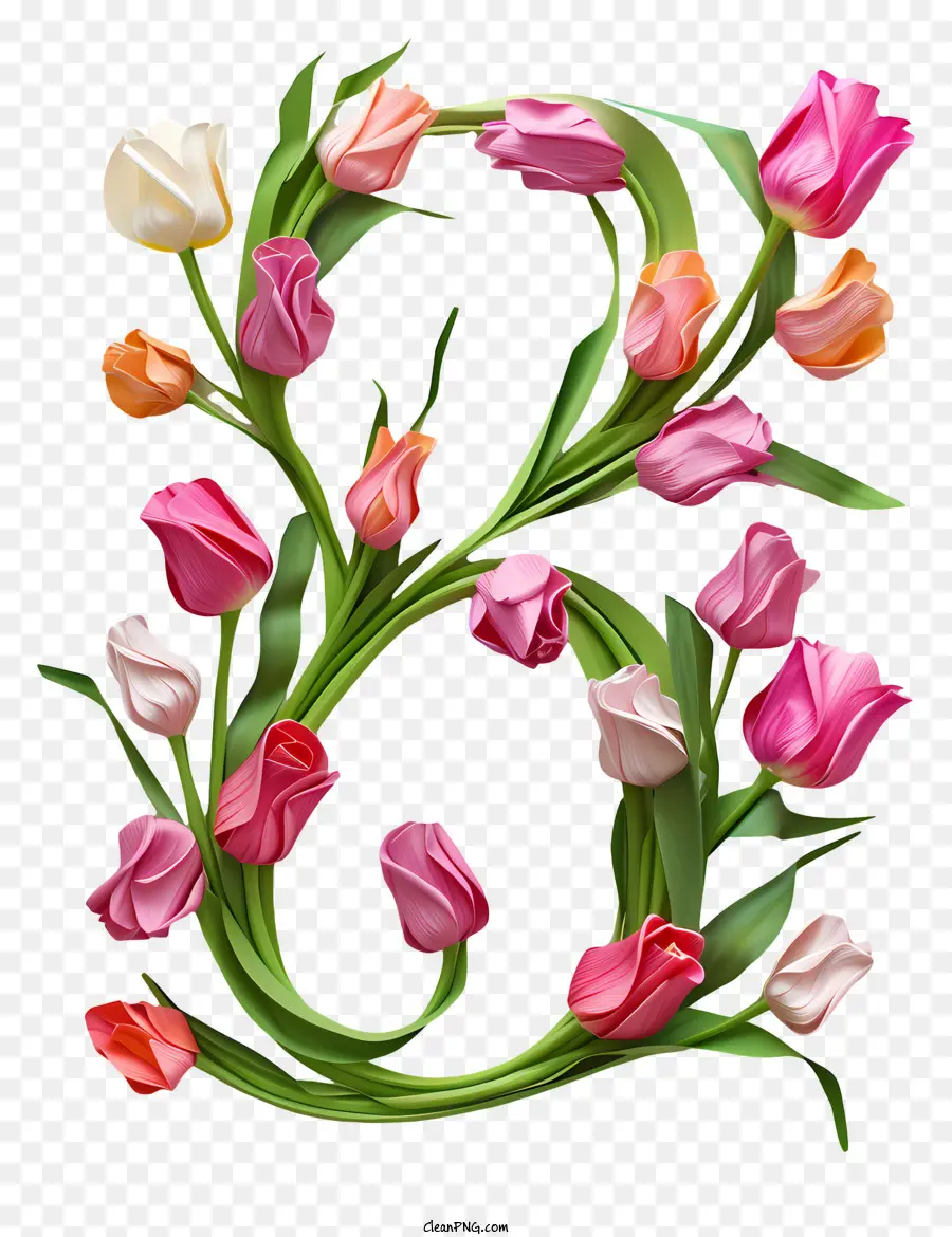 Número Floral Oito，Letra Maiúscula De Tulipe PNG