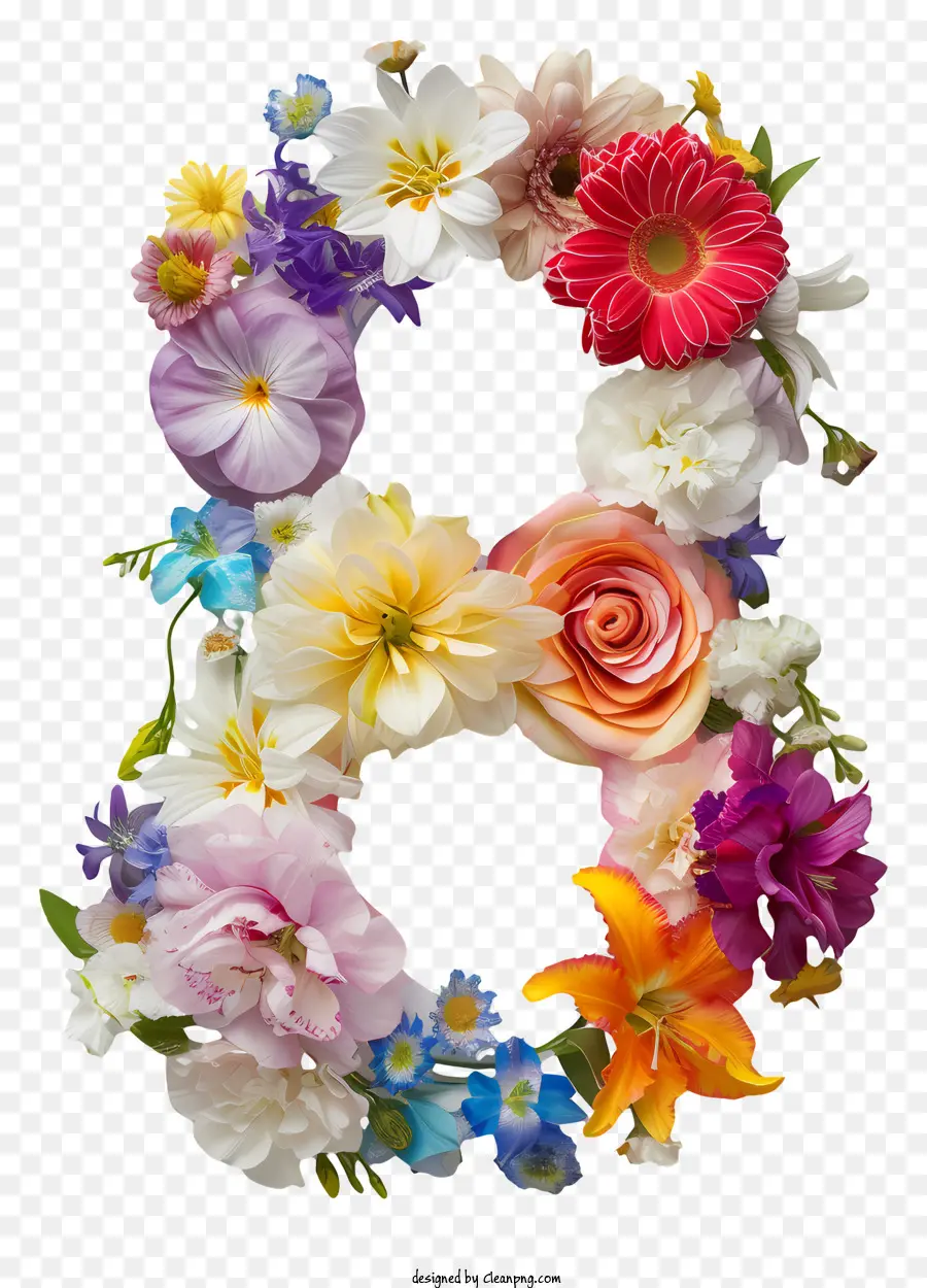 Número Floral Oito，Carta Floral B PNG