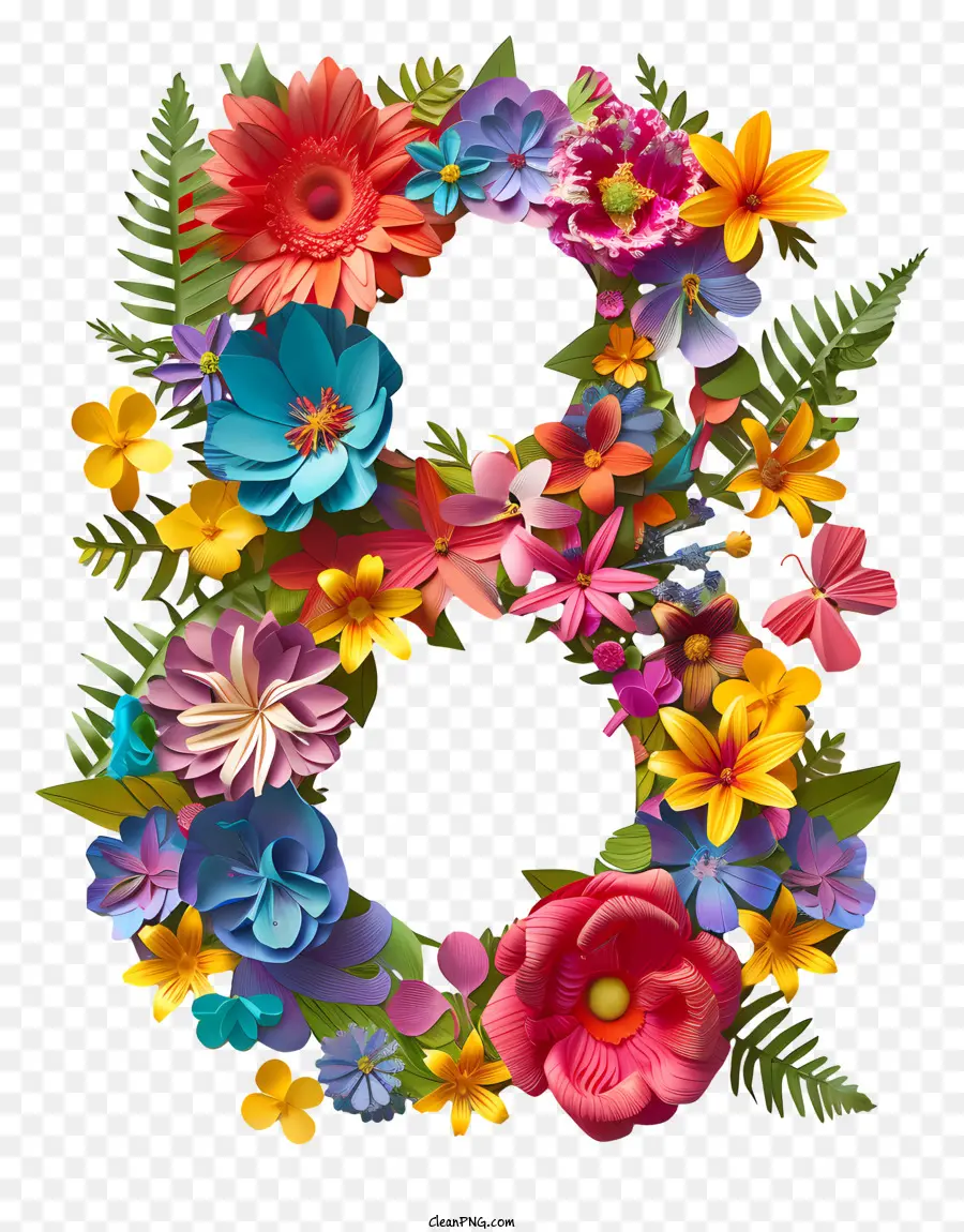 Número Floral Oito，Design Floral PNG