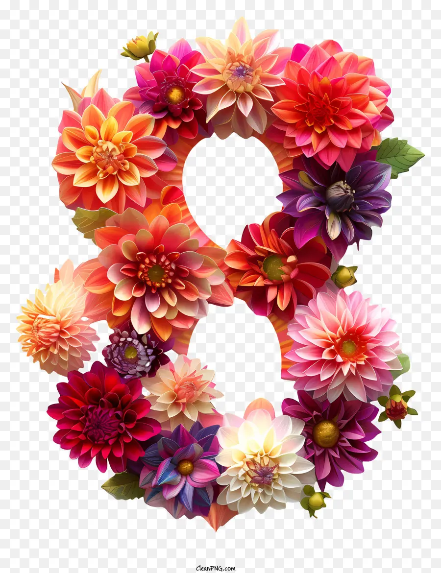 Número Floral Oito，Arranjo De Flores PNG