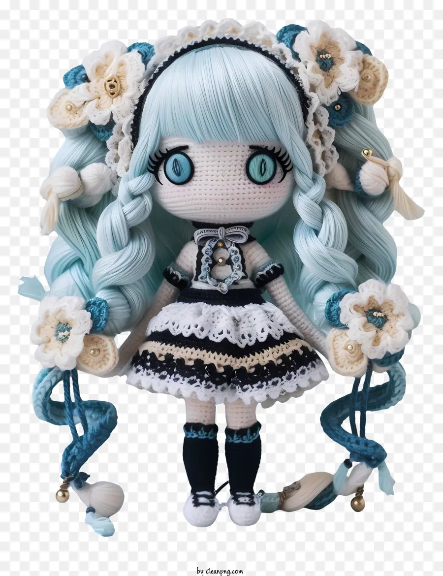 Amigurumi Dol，Boneca Com Cabelo Azul PNG