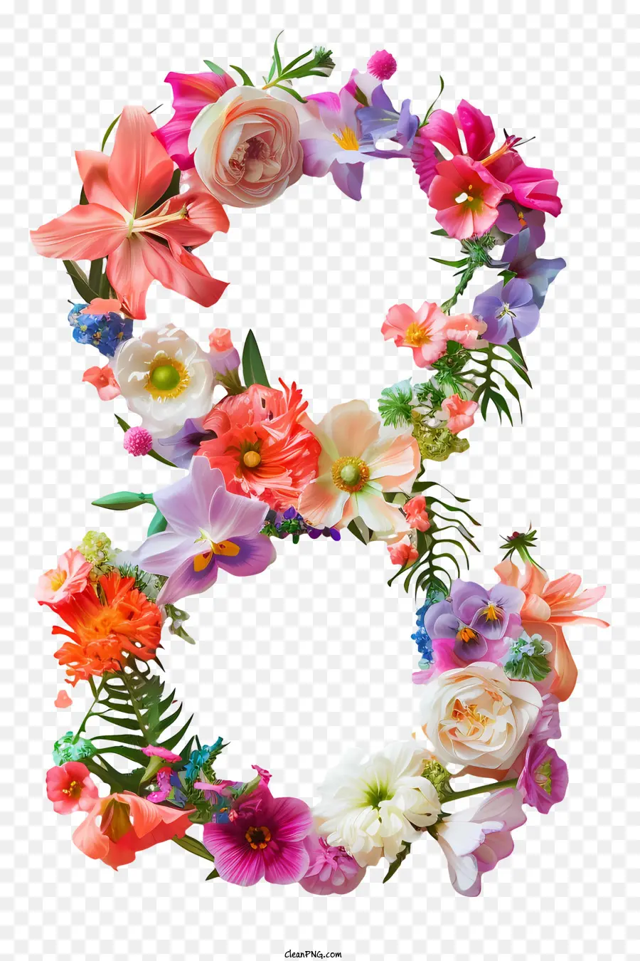 Número Floral Oito，Número 8 PNG