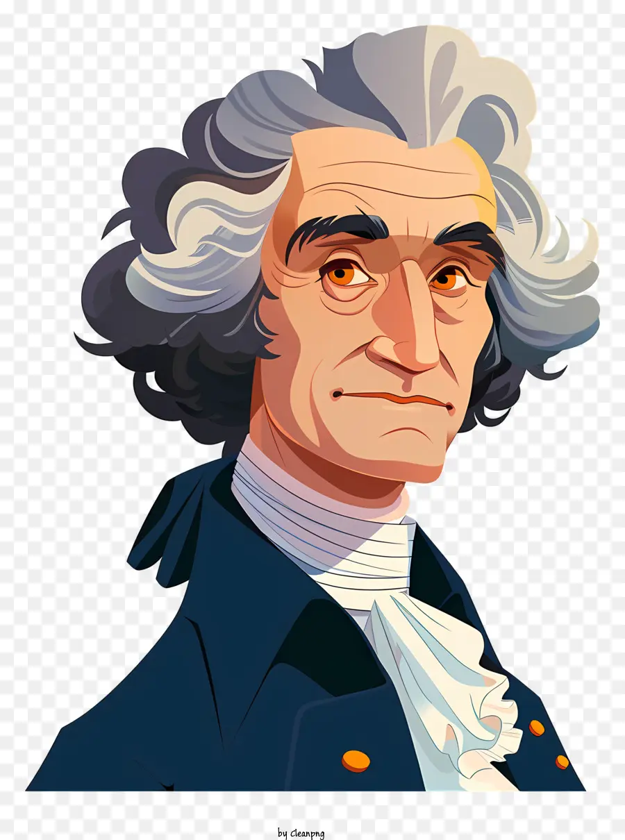 Thomas Jefferson，Cabelo Branco Encaracolado PNG