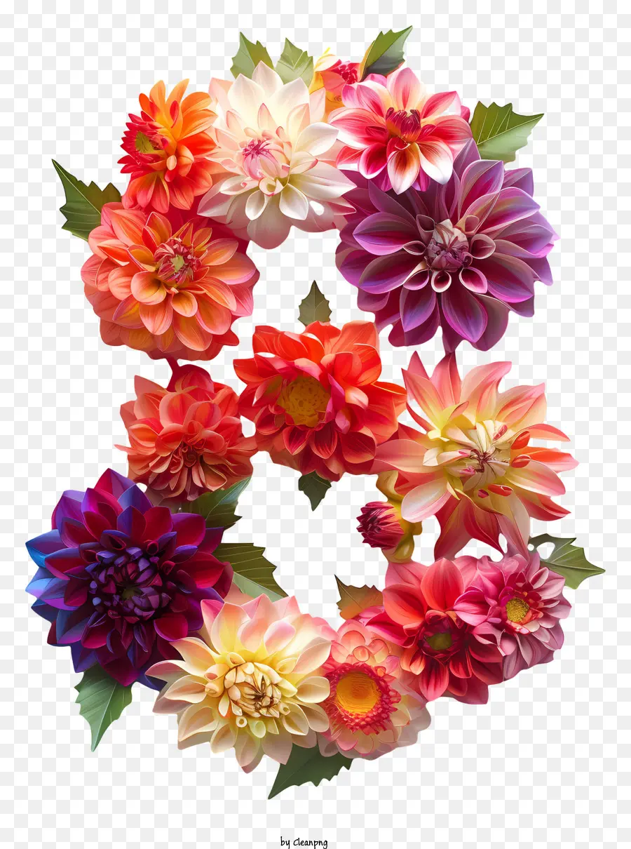 Número Floral Oito，Arranjo De Flores PNG