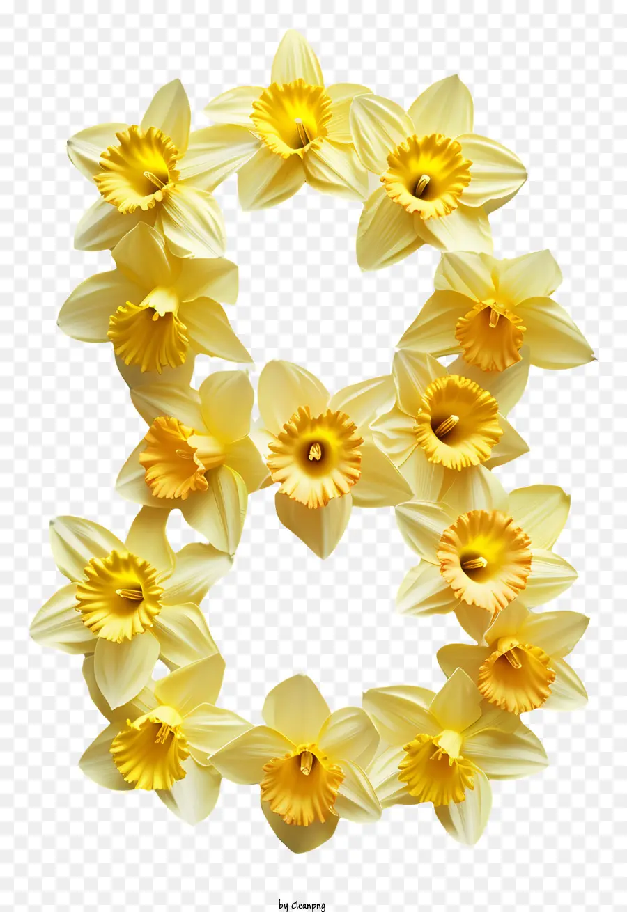 Número Floral Oito，Flores Amarelas PNG
