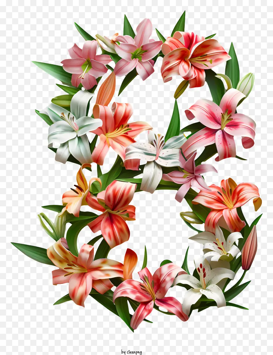 Número Floral Oito，Flores De Lírio PNG
