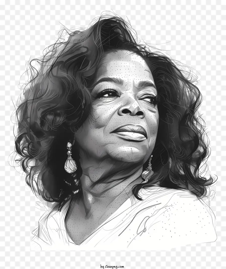 Oprah Winfrey，Desenho A Preto E Branco PNG