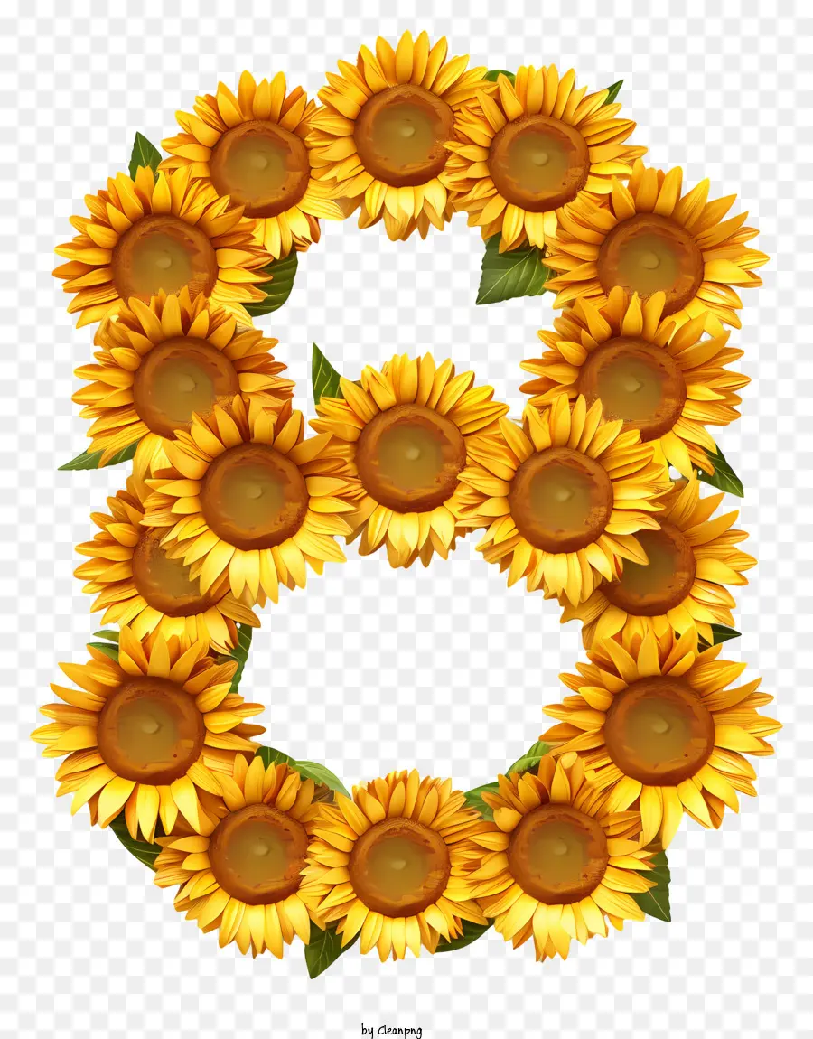 Número Floral Oito，Número De Girassol 8 PNG