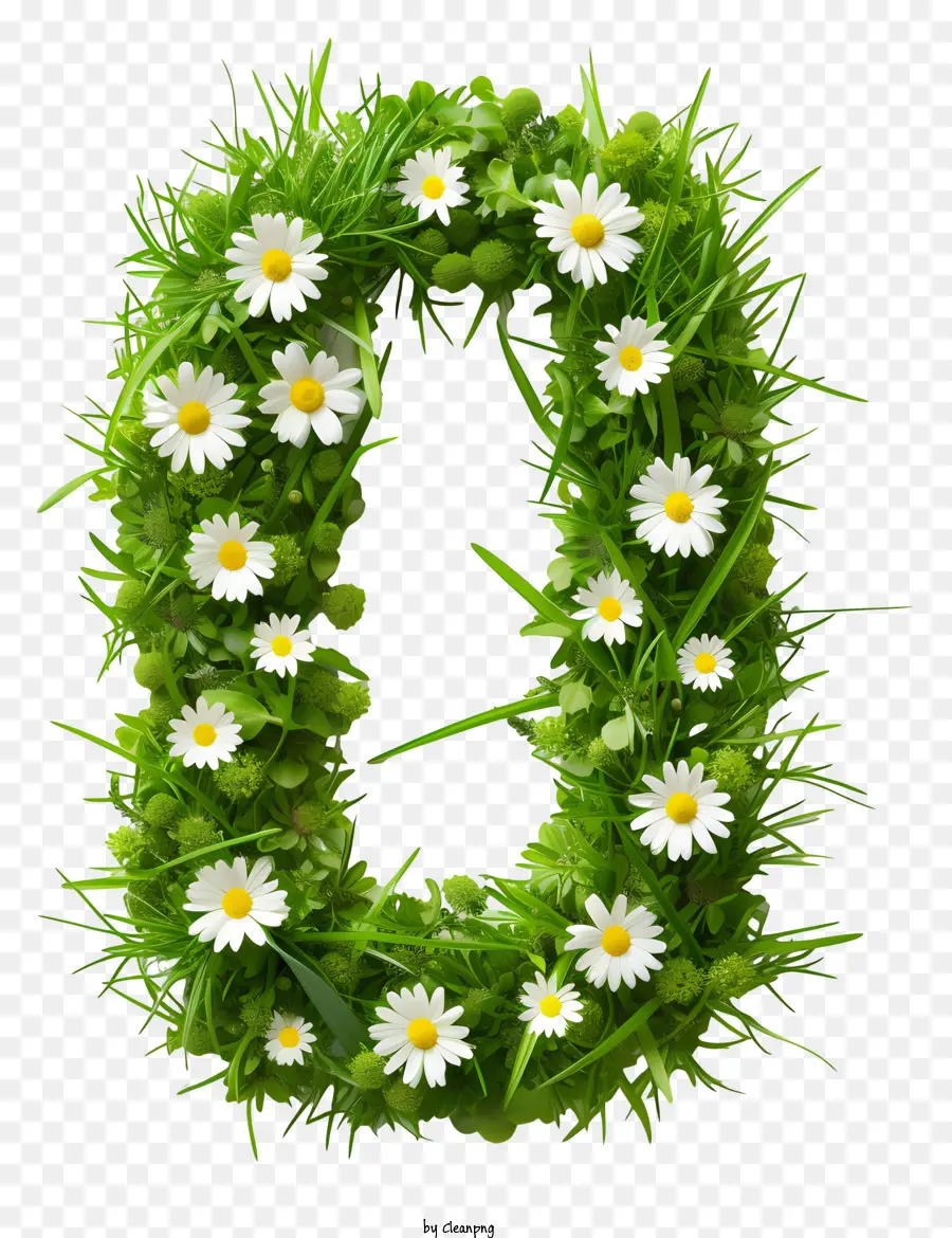 Número 0 Flores，Letra Verde O PNG