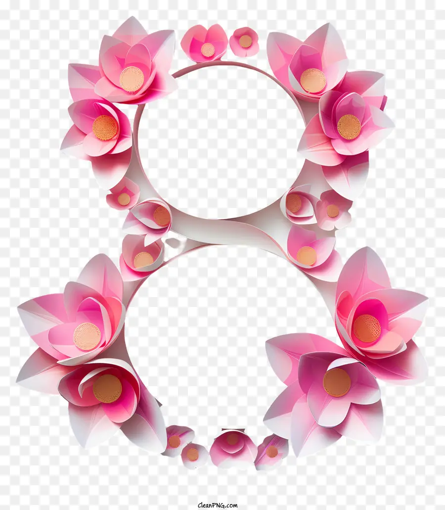 Número Floral Oito，Flores De Papel PNG