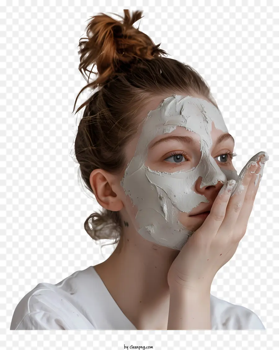 Mulher Aplicando Máscara，Máscara Facial PNG