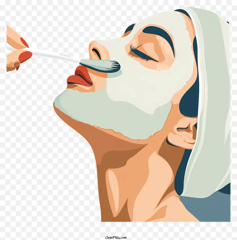 Mulher Aplicando Máscara，Mulher Com Máscara Facial PNG