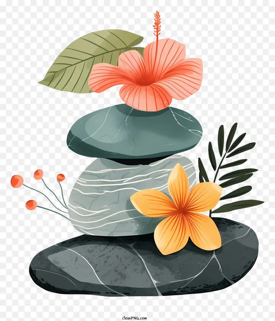 Spa Pedras，Flores Coloridas PNG