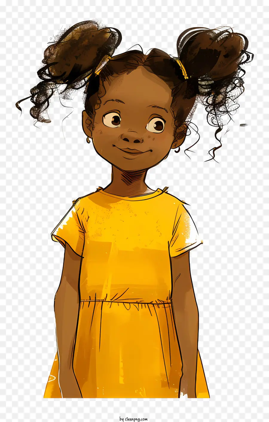 Little Girl，Vestido Amarelo PNG
