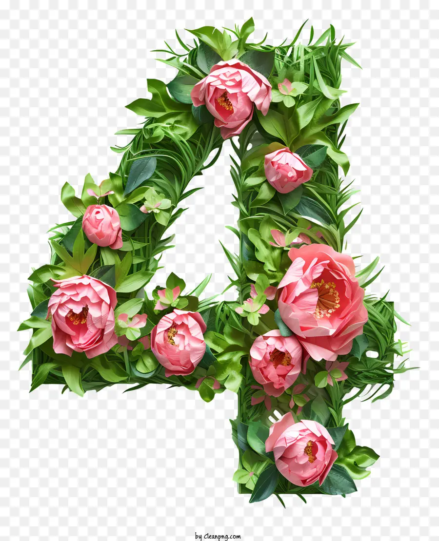 Flores Número 4，Número 4 PNG