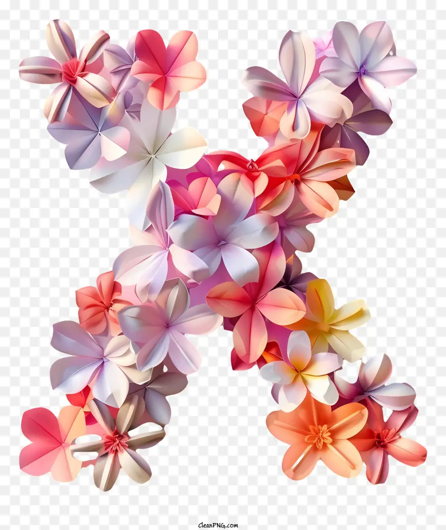 Carta Floral X，Escultura 3d PNG