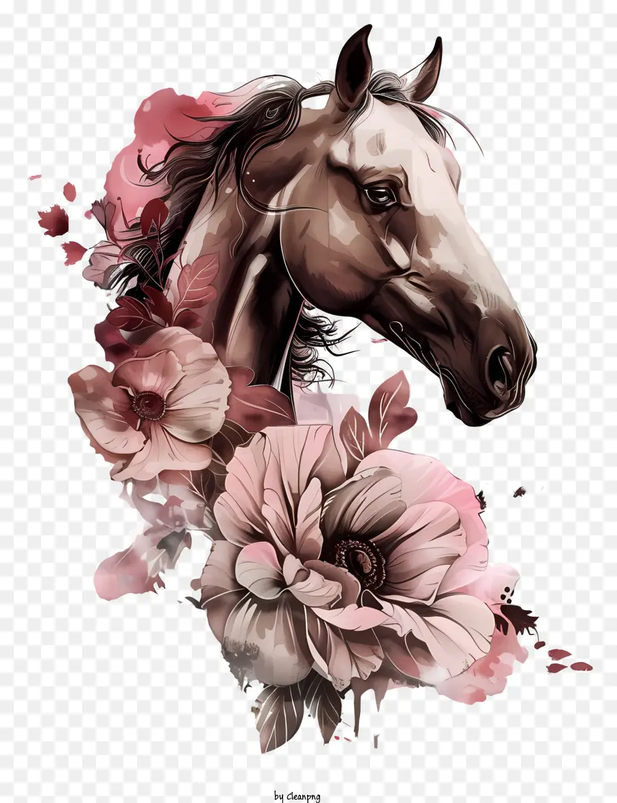 Cavalo，Rosas Cor De Rosa PNG