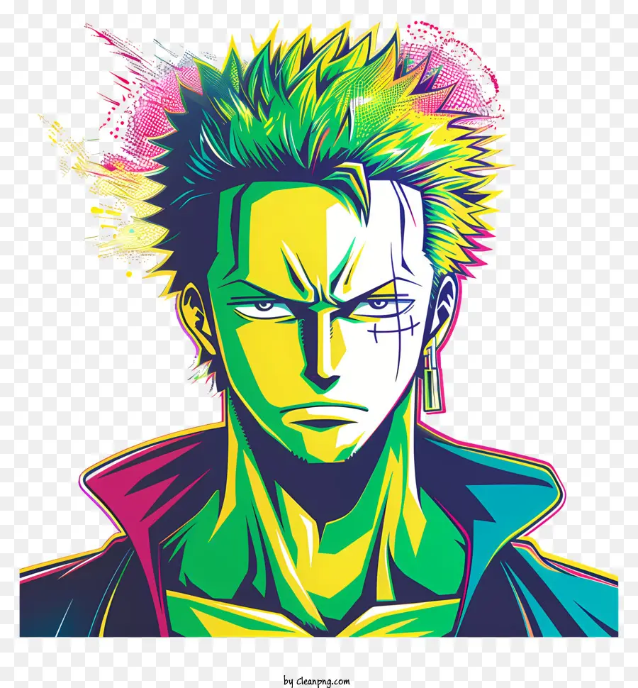 Uma Peça Roronoa Zoro，Cabelo Colorido PNG