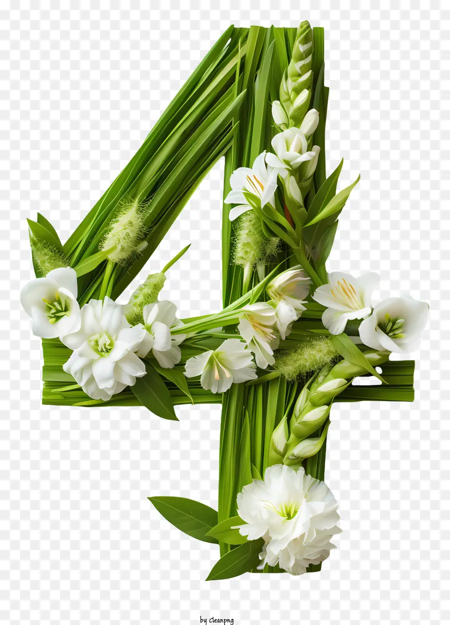 Flores Número 4，Branca Flor Coroa De Flores PNG