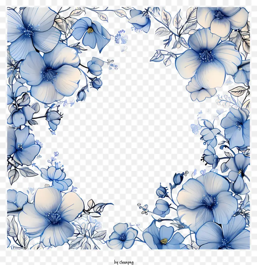 Moldura De Videira Azul，Coroa De Flores PNG