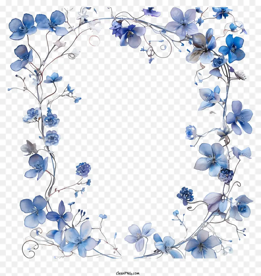 Moldura De Videira Azul，Coroa De Flores PNG