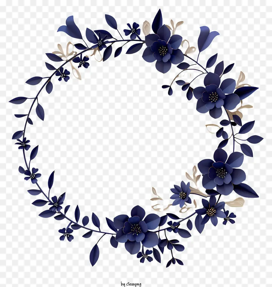 Moldura De Videira Azul，Azul Coroa De Flores PNG