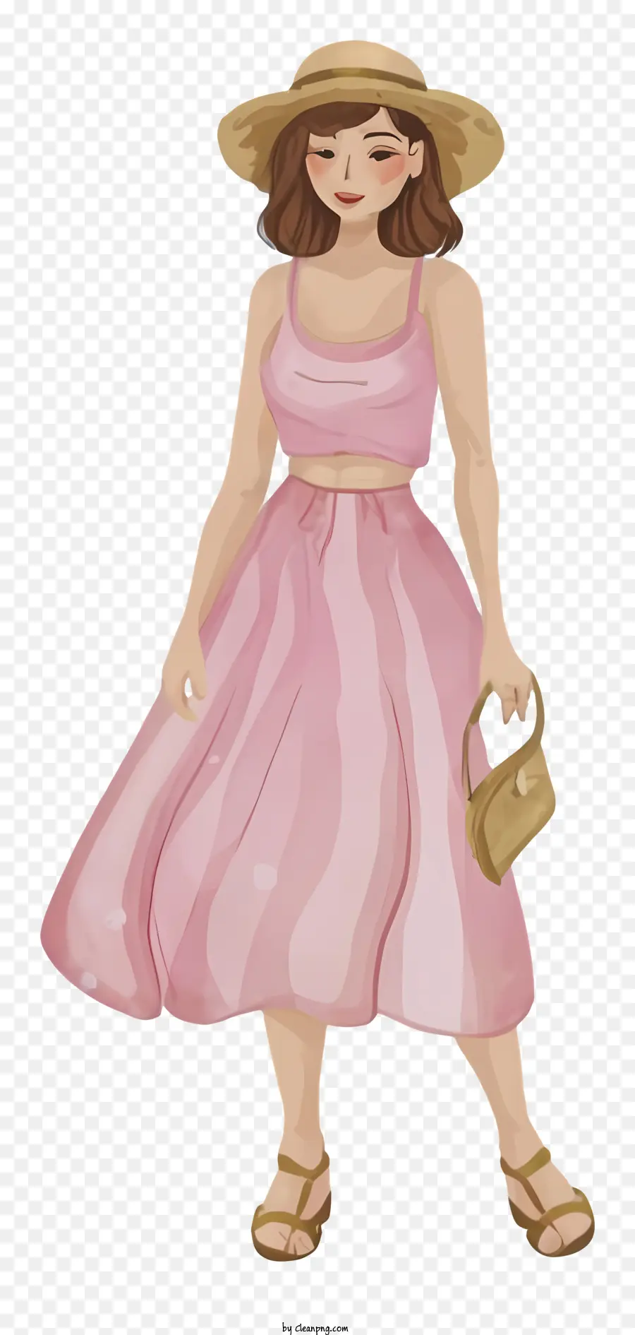 Arte，Mulher De Vestido Rosa PNG