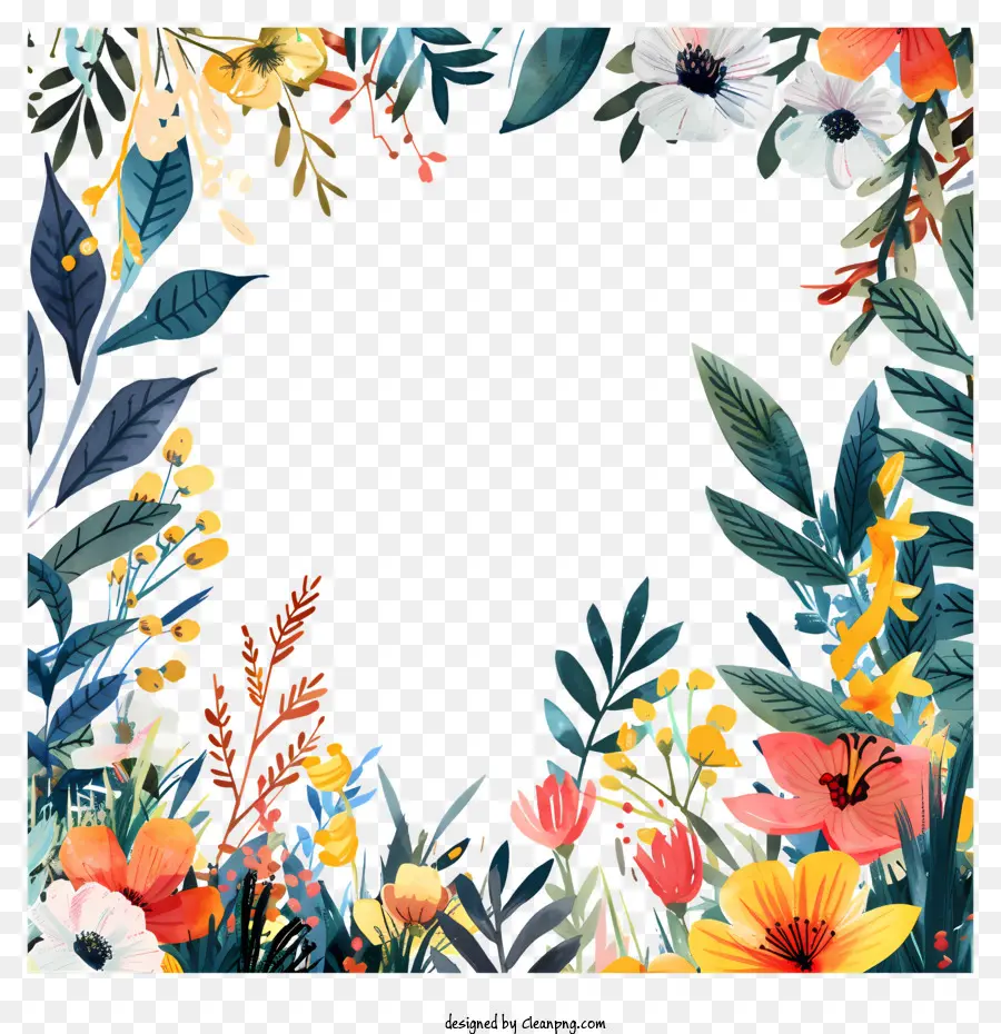 Moldura Das Flores Da Primavera，Floral Moldura PNG