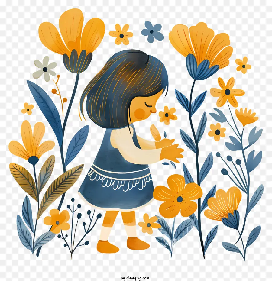 Garotinha，Menina Com Flores PNG