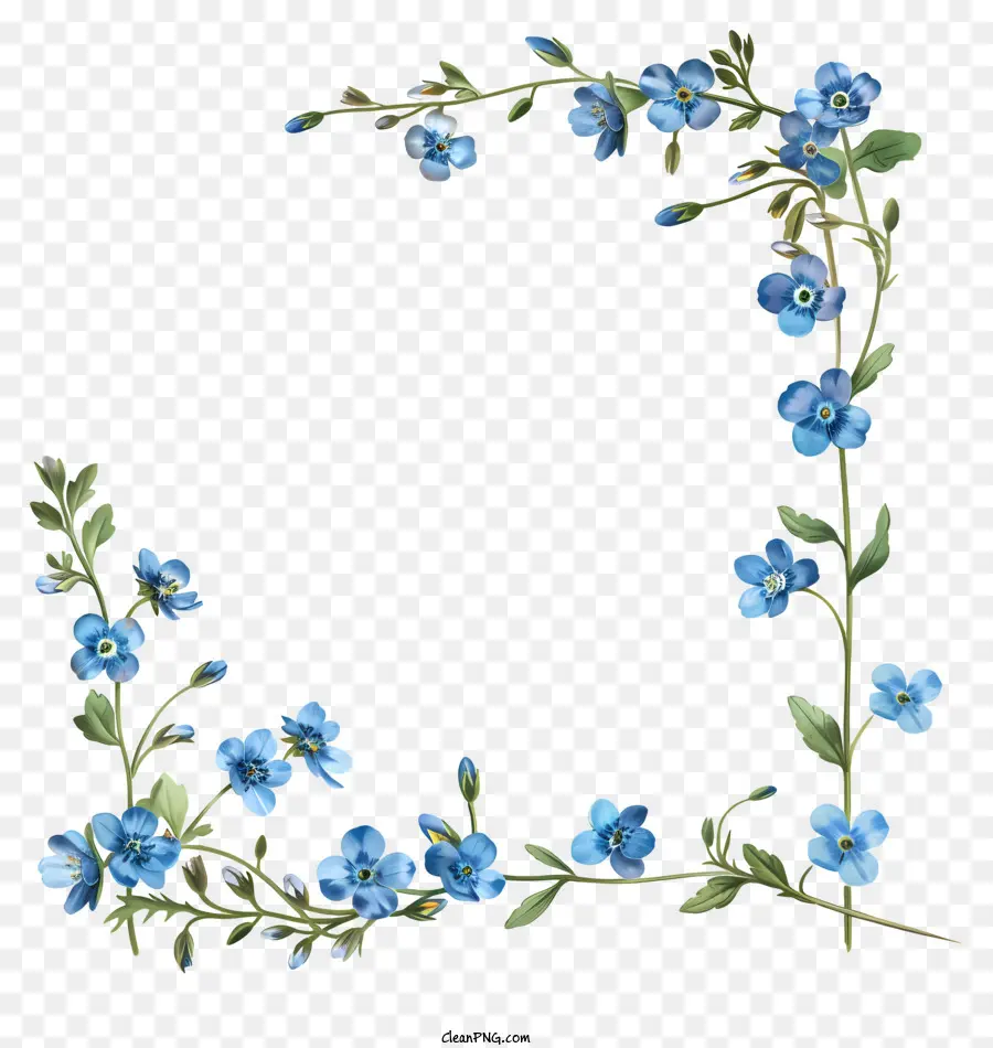 Moldura Das Flores Da Primavera，Flor Azul PNG