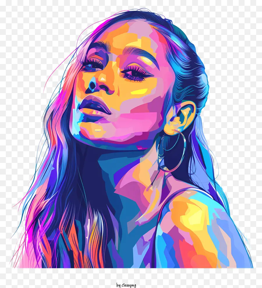 Ariana Grande，Retrato Colorido PNG