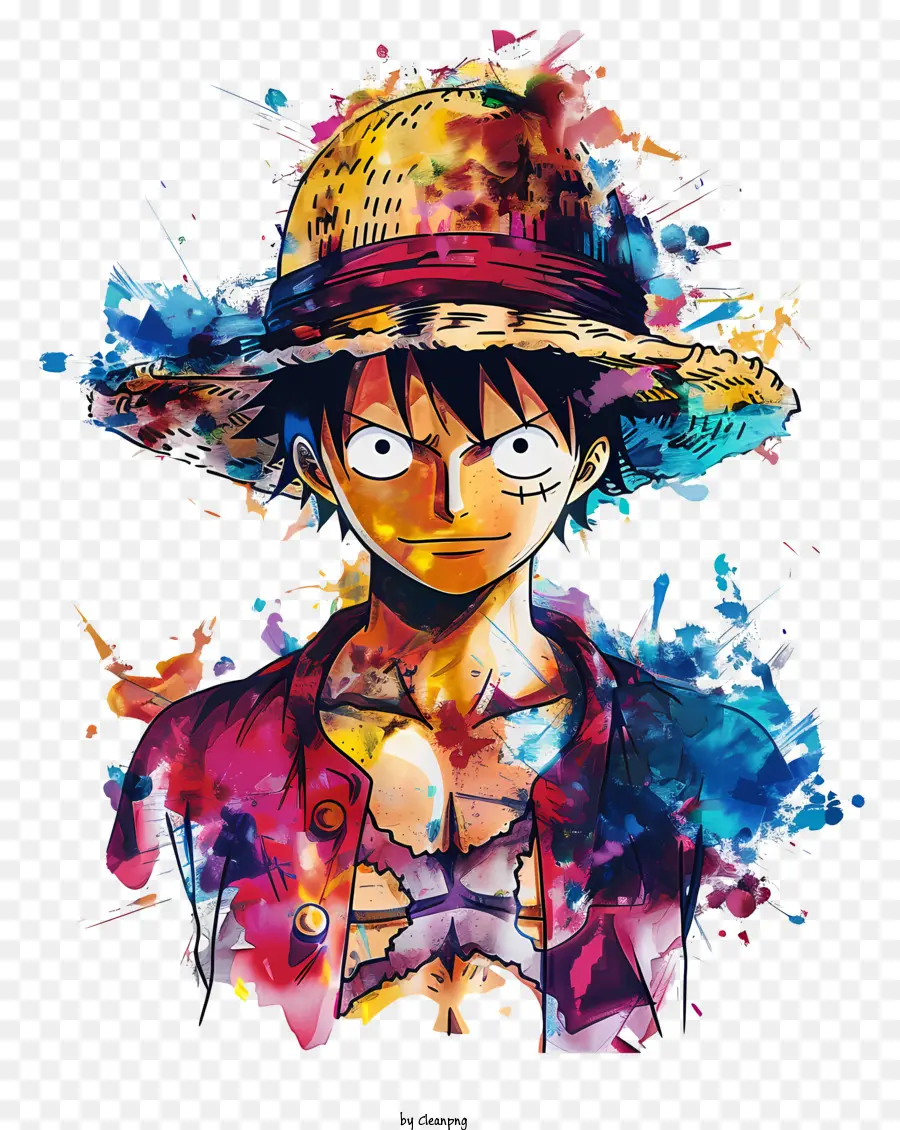 Luffy De One Piece，Pintura Em Aquarela PNG
