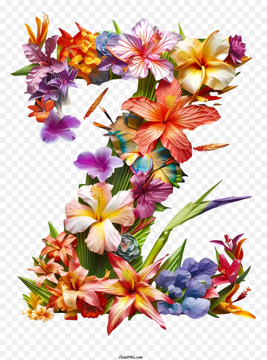 Carta Floral Z，Flores Tropicais PNG