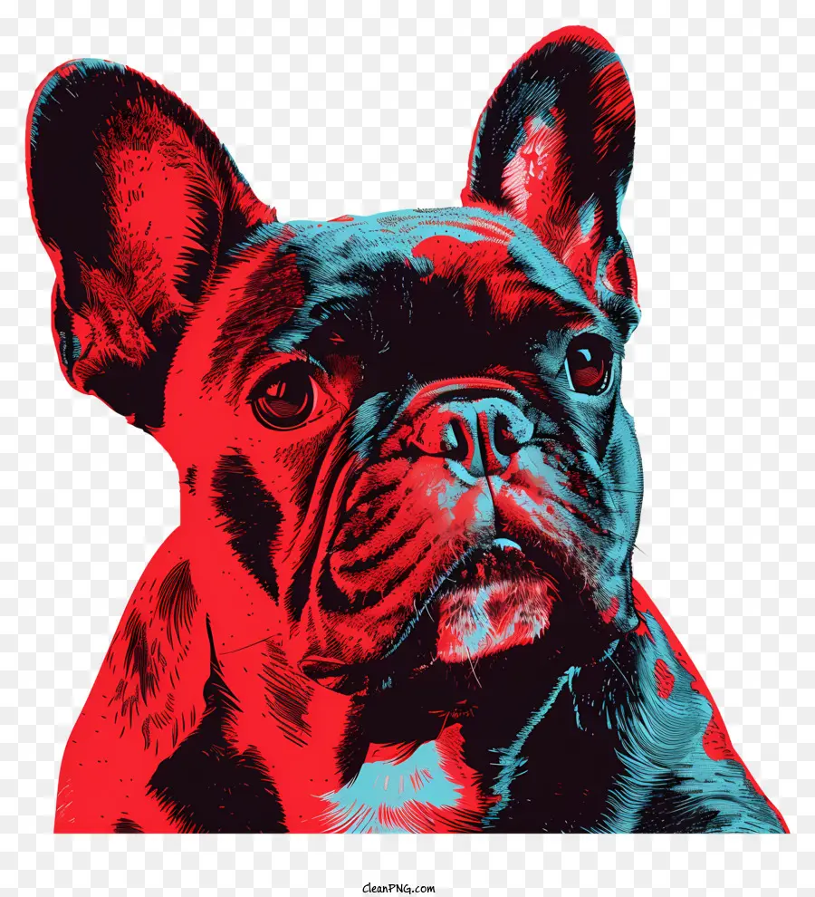 Bulldog Francês，Cachorro Vermelho E Azul PNG