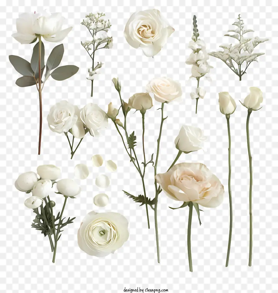 Flores Frescas，Rosas Brancas PNG