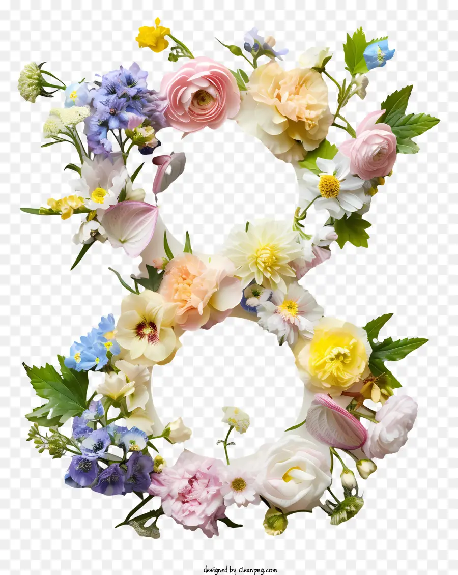Número 8 Flores，Flor Arte PNG