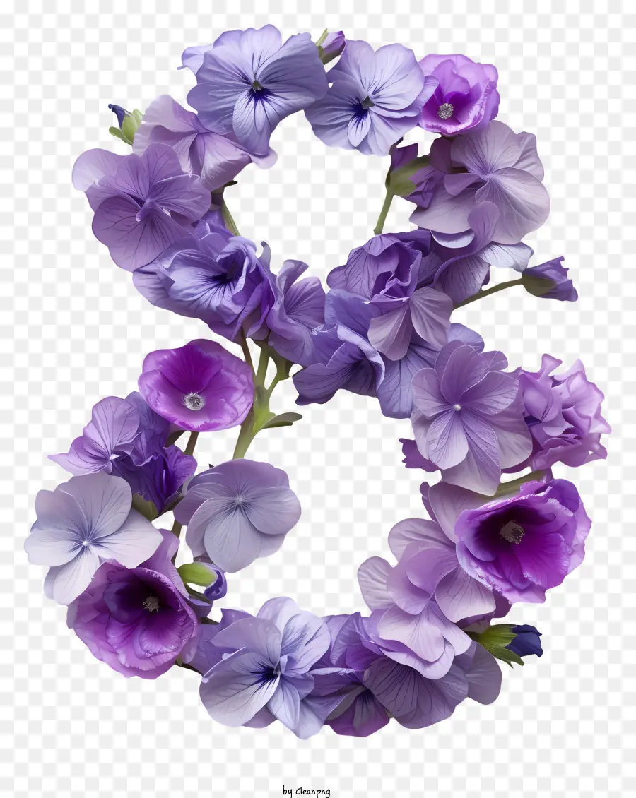 Número 8 Flores，Flores Roxas PNG