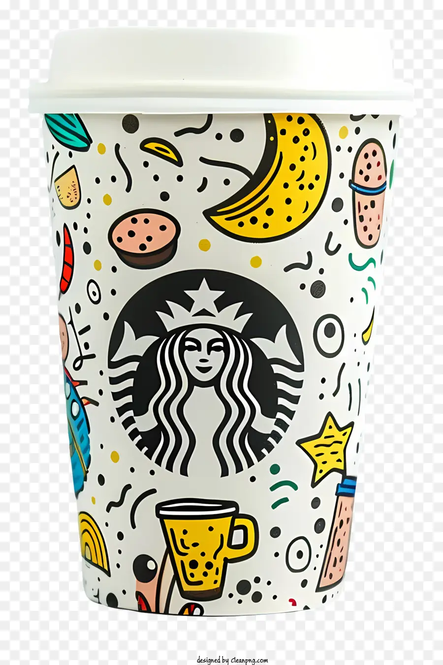 Copo De Café Da Starbucks，Padrão Colorido PNG