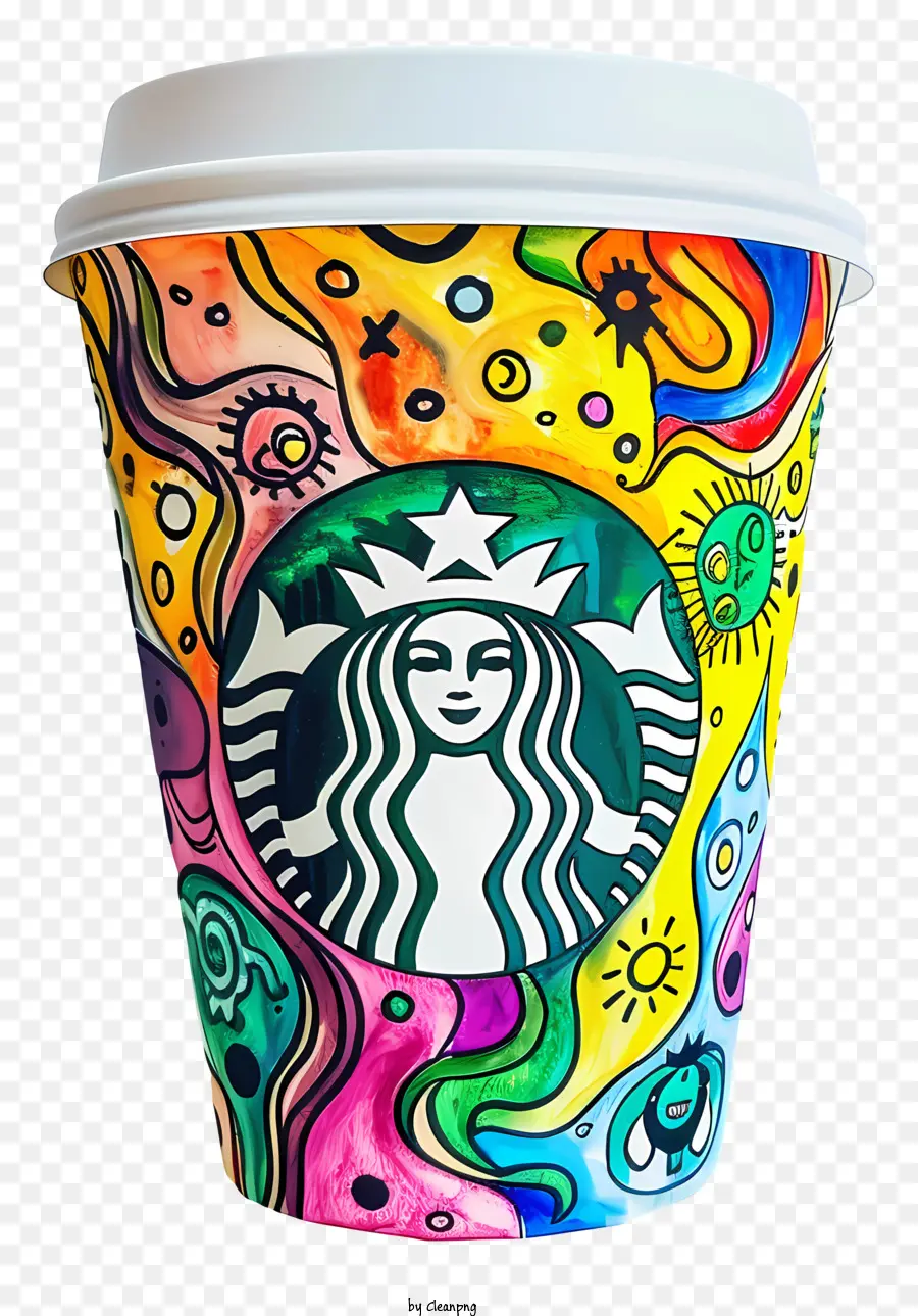 Copo De Café Da Starbucks，A Arte Abstrata PNG